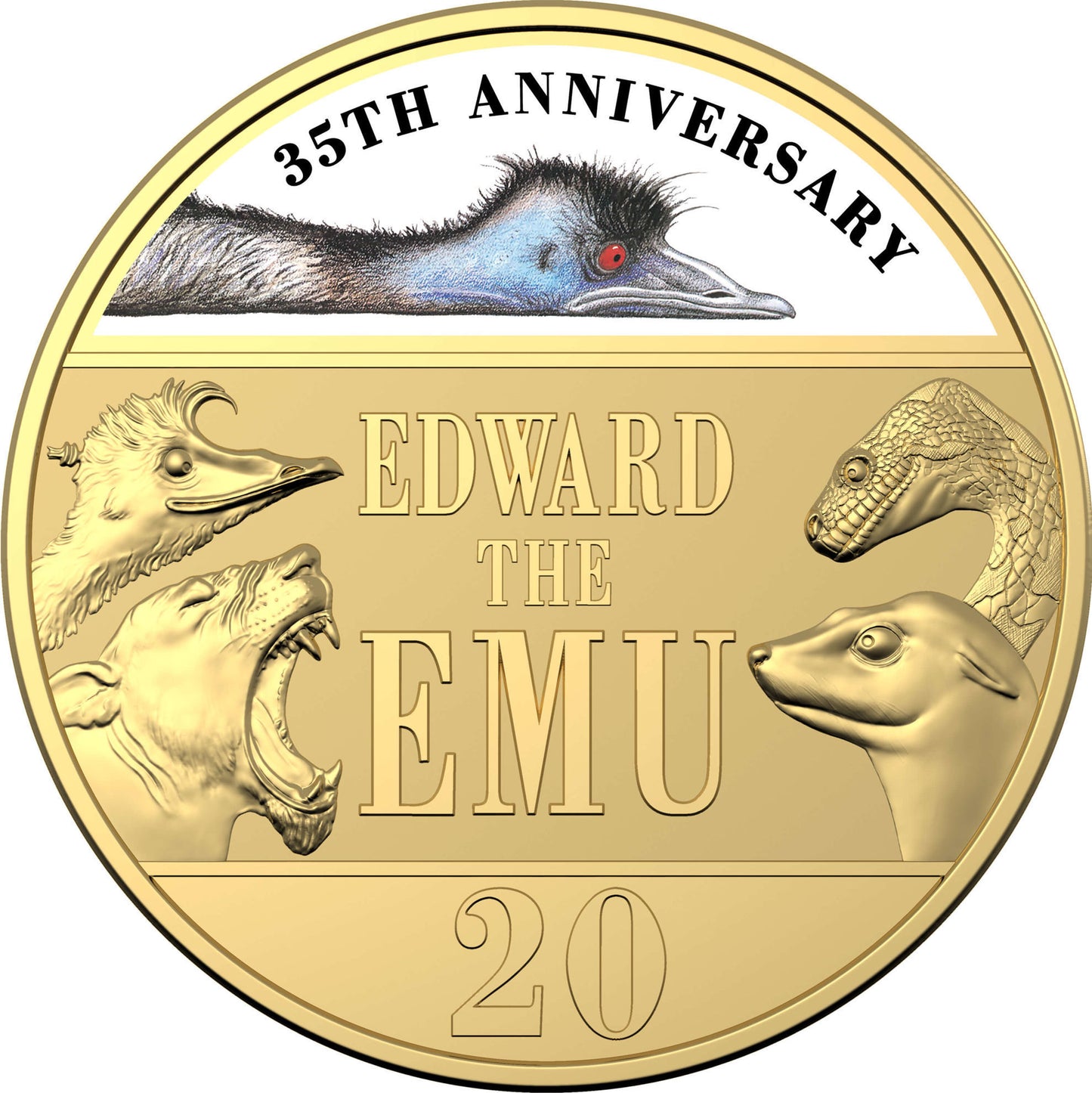 2023 Royal Australian Mint   Edward the Emu 20c Gold-Plated Colour Printed Unc -  Deluxe Edition Book