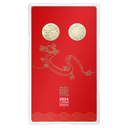 2024 Royal Australian Mint  $1 Australia Lunar Year of the Dragon Two-Coin UNC