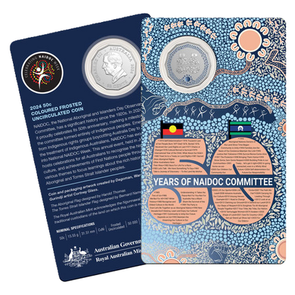 2024 Royal Australian Mint NAIDOC 50th Anniversary  50c Colour Coin on Card