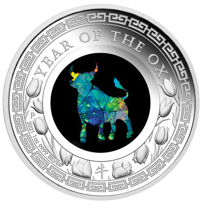 2021 Australian Opal Lunar Series Year of the Ox 1oz Silver Proof Coin