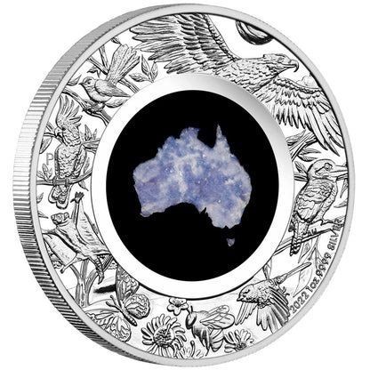 2022 Great Southern Land 1oz Silver Proof Blue Lepidolite Coin