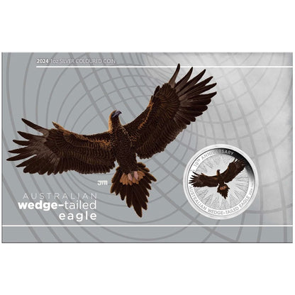 2024  PerthMint Australian Wedge-tailed Eagle 10th Anniversary 1oz Silver Coloured Coin in Card