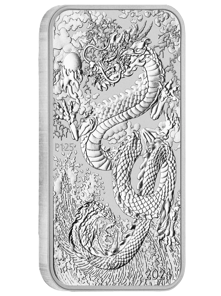 2024 PethMint Dragon 1oz Silver Rectangular Bullion Bar (with Rectangle Capsule)