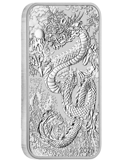 2024 PethMint Dragon 1oz Silver Rectangular Bullion Bar (with Rectangle Capsule)