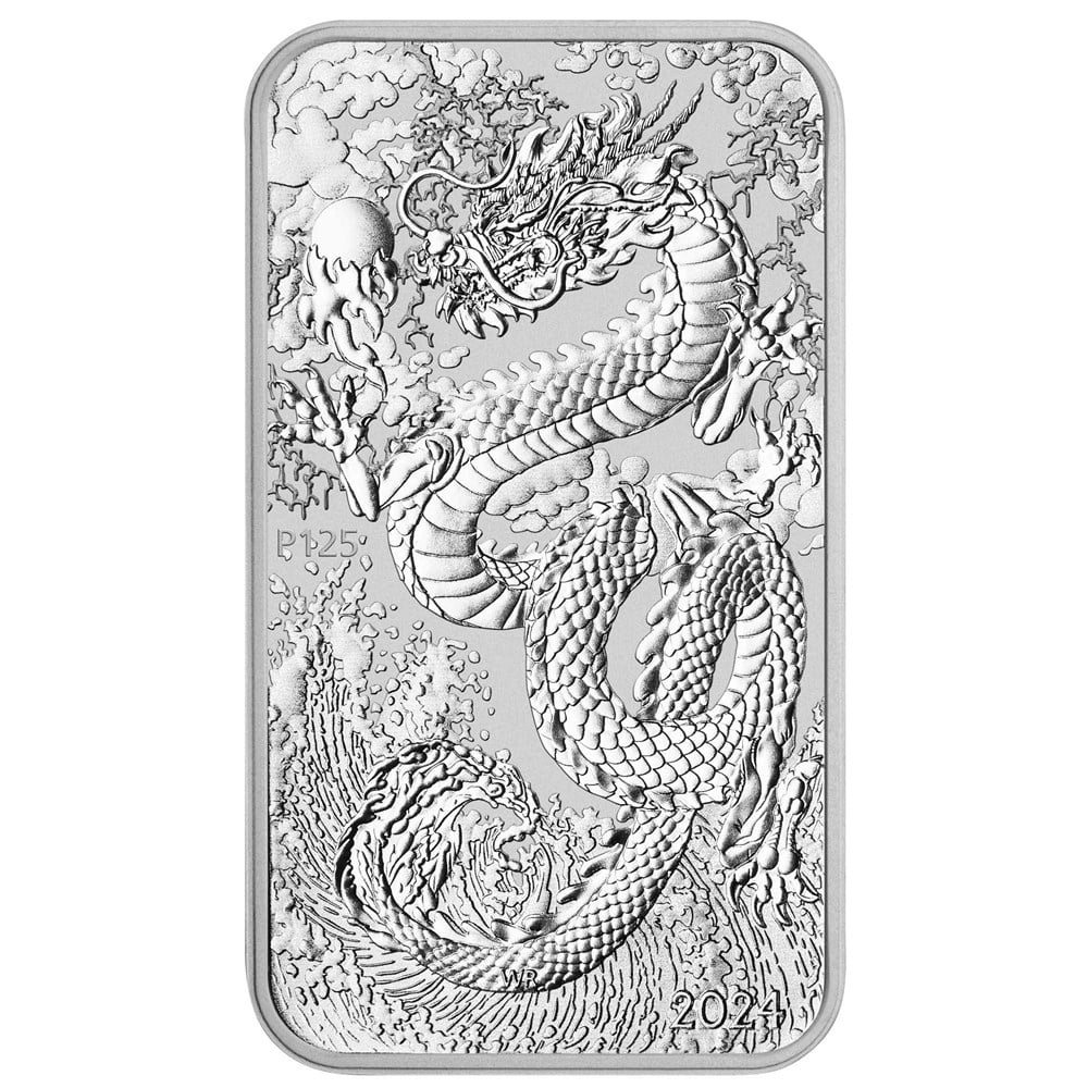 2024 PethMint Dragon 1oz Silver Rectangular Bullion Bar (with Rectangle Capsule)