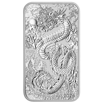 2024 PethMint Dragon 1oz Silver Rectangular Bullion Bar (with Rectangle Capsule)