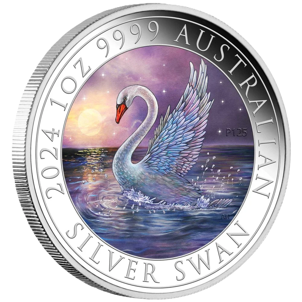 2024 PerthMint Australian Swan 1oz Silver Coloured Coin