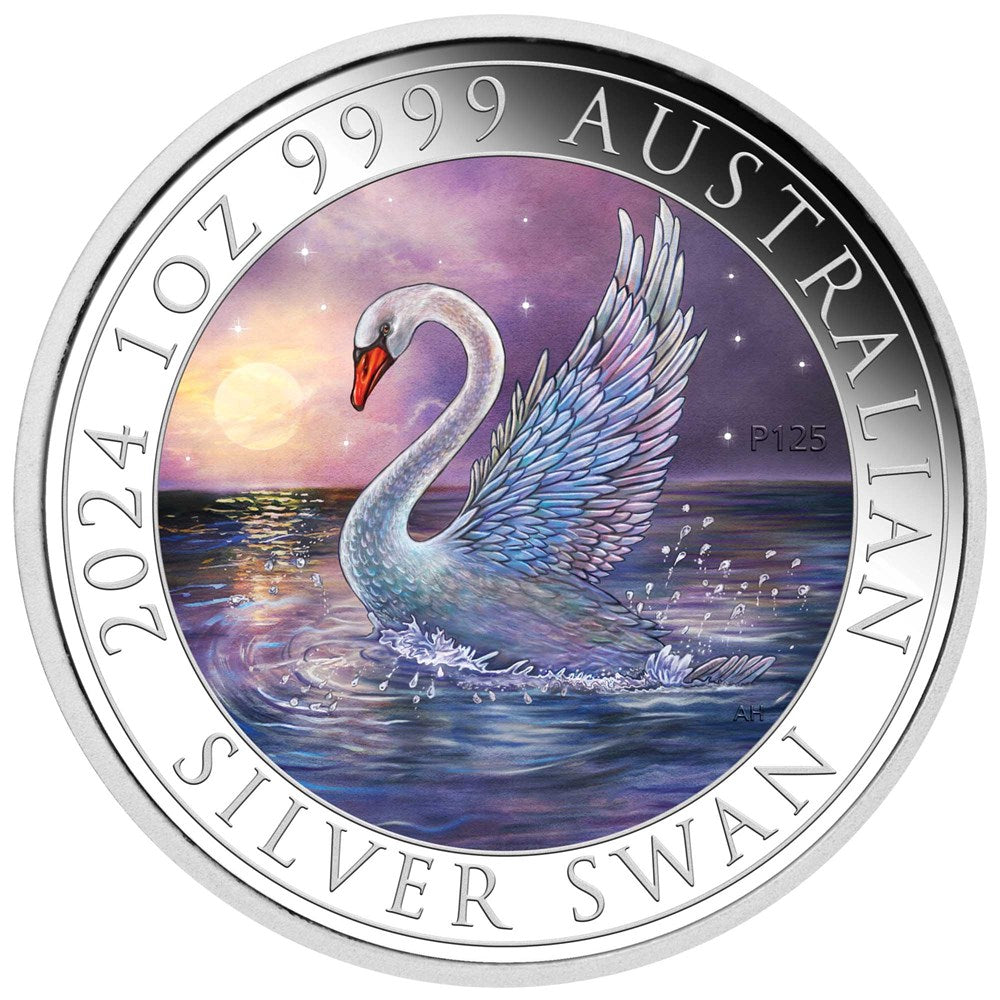 2024 PerthMint Australian Swan 1oz Silver Coloured Coin