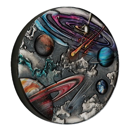 2024 PerthMint Universe Starry Sky and Planets 5oz Silver Antiqued Coloured Coin