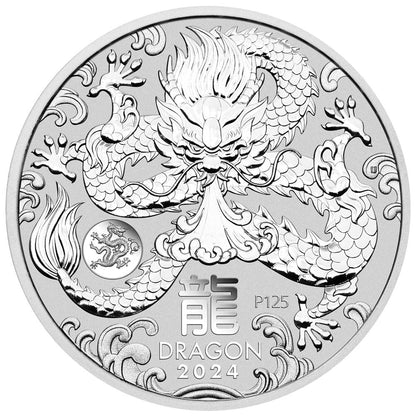 2024 PerthMint Australian Lunar Series III Year of the Dragon 1oz Silver Bu Coin (Dragon Privy)