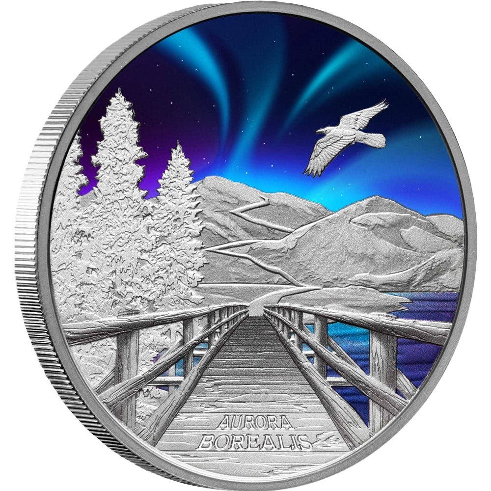 2023 PerthMint Aurora Borealis $1 1oz Silver Coloured Proof Coin