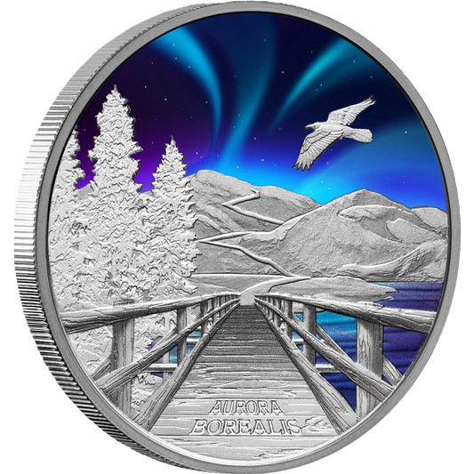 2023 PerthMint Aurora Borealis $1 1oz Silver Coloured Proof Coin