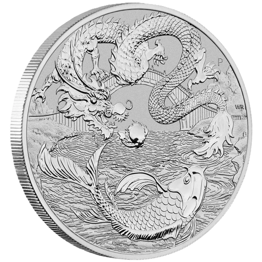 2023 Chinese Myths and Legends Dragon and Koi 1oz Silver Bullion Coin