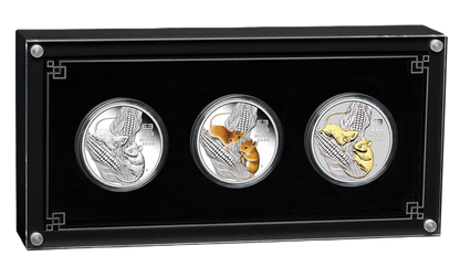 2020 PerthMint Australian Lunar Series III Year of the Mouse 1oz Silver Trio