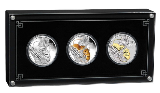 2020 PerthMint Australian Lunar Series III Year of the Mouse 1oz Silver Trio