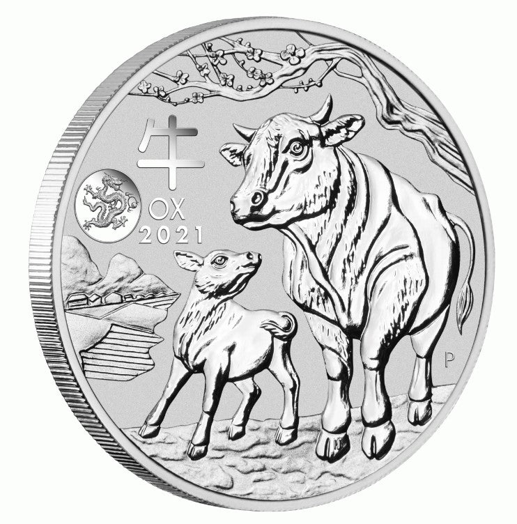 2021 Australian Lunar Series III Year of the OX 1oz Silver Coin with Dragon Privy