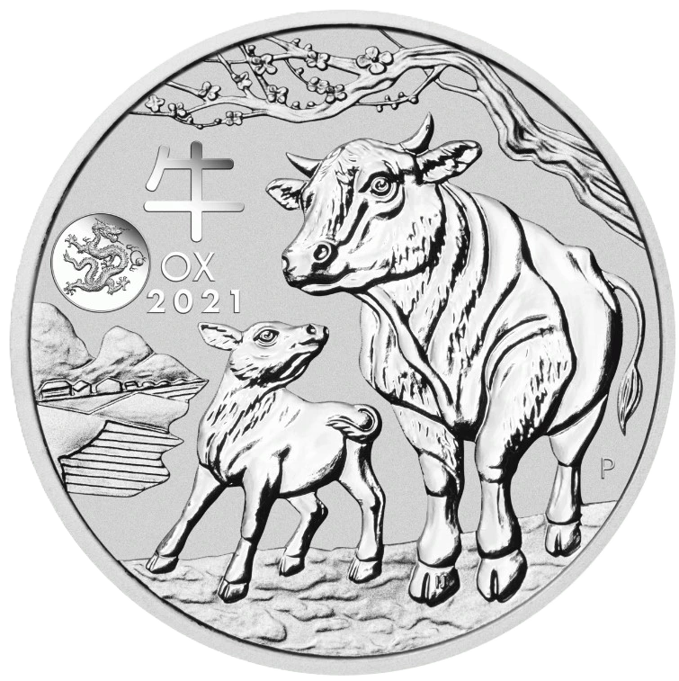 2021 Australian Lunar Series III Year of the OX 1oz Silver Coin with Dragon Privy