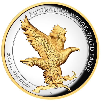 2023 PerthMint Australian Wedge-tailed Eagle 2oz Silver Proof High Relief Gilded Coin