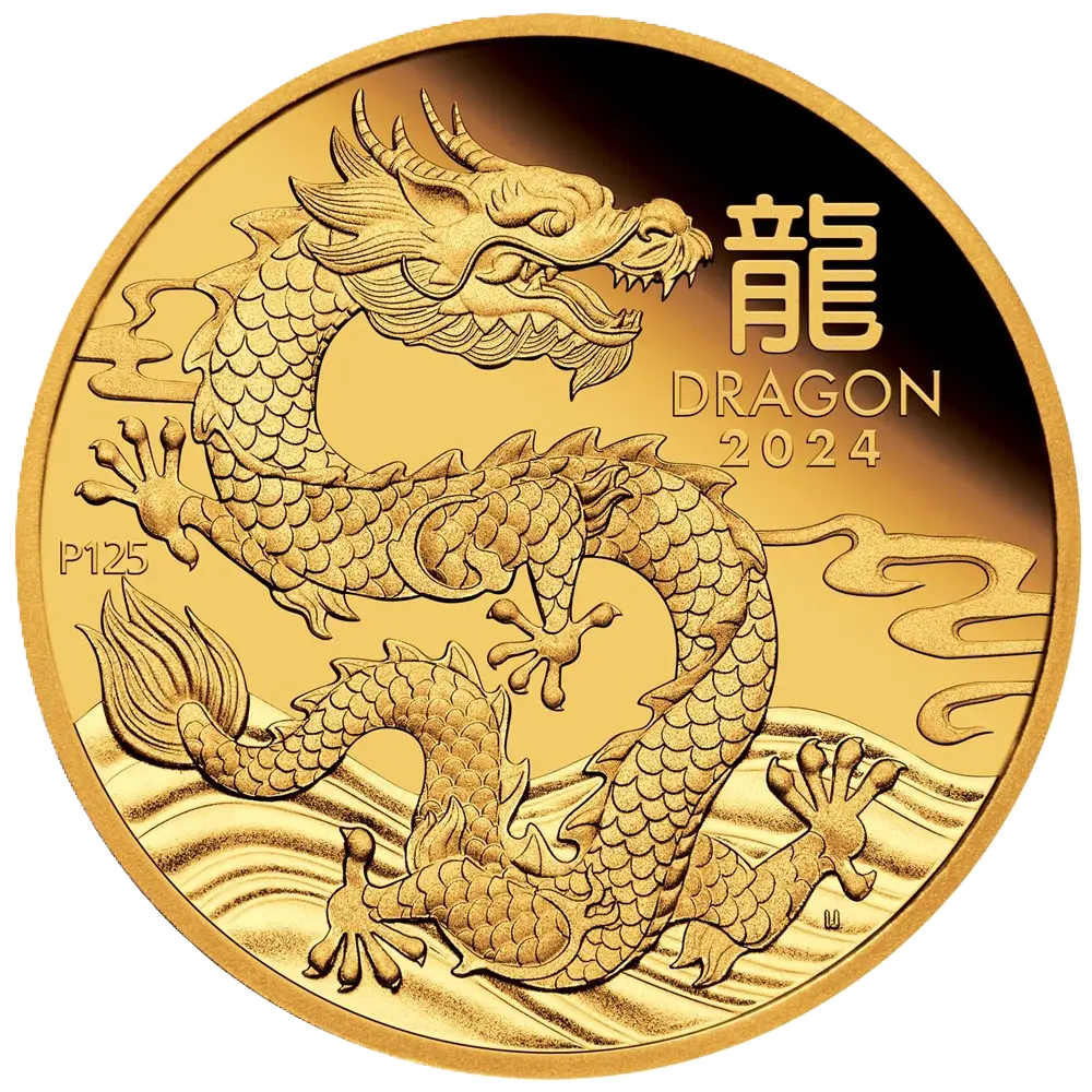 2024 PerthMint Australian Lunar Series III Year of the Dragon 1/10oz Gold Proof Coin