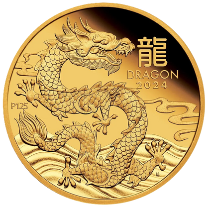 2024 PerthMint Australian Lunar Series III Year of the Dragon 1/10oz Gold Proof Coin