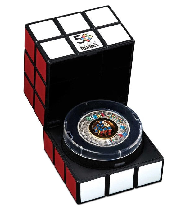 Rubik’s Cube 50th Anniversary 2024 2oz Silver Antiqued Coloured Coin