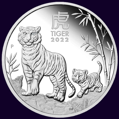 2022 PerthMint  Australian Lunar Series III  - Year of the Tiger - 1oz Silver Proof Coin