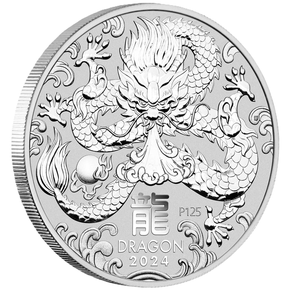 2024 PerthMint Australian Lunar Year Series III Year of the Dragon 2oz Silver Bullion Coin