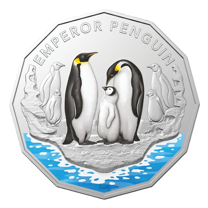 2023 Royal Australian Mint  Antarctic Territory Emperor Penguin 50c Coloured Coin