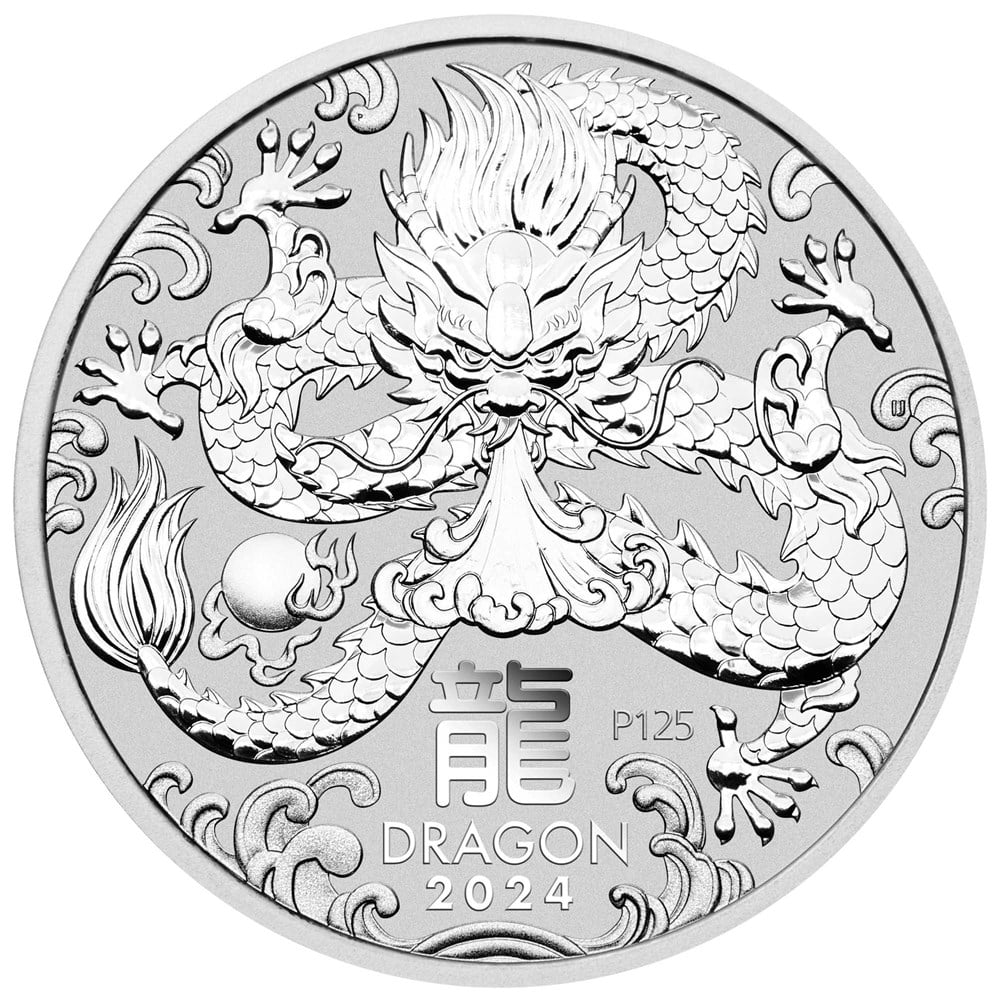 2024 PerthMint Australian Lunar Series III  Year of the Dragon 1oz Silver Bullion Coin