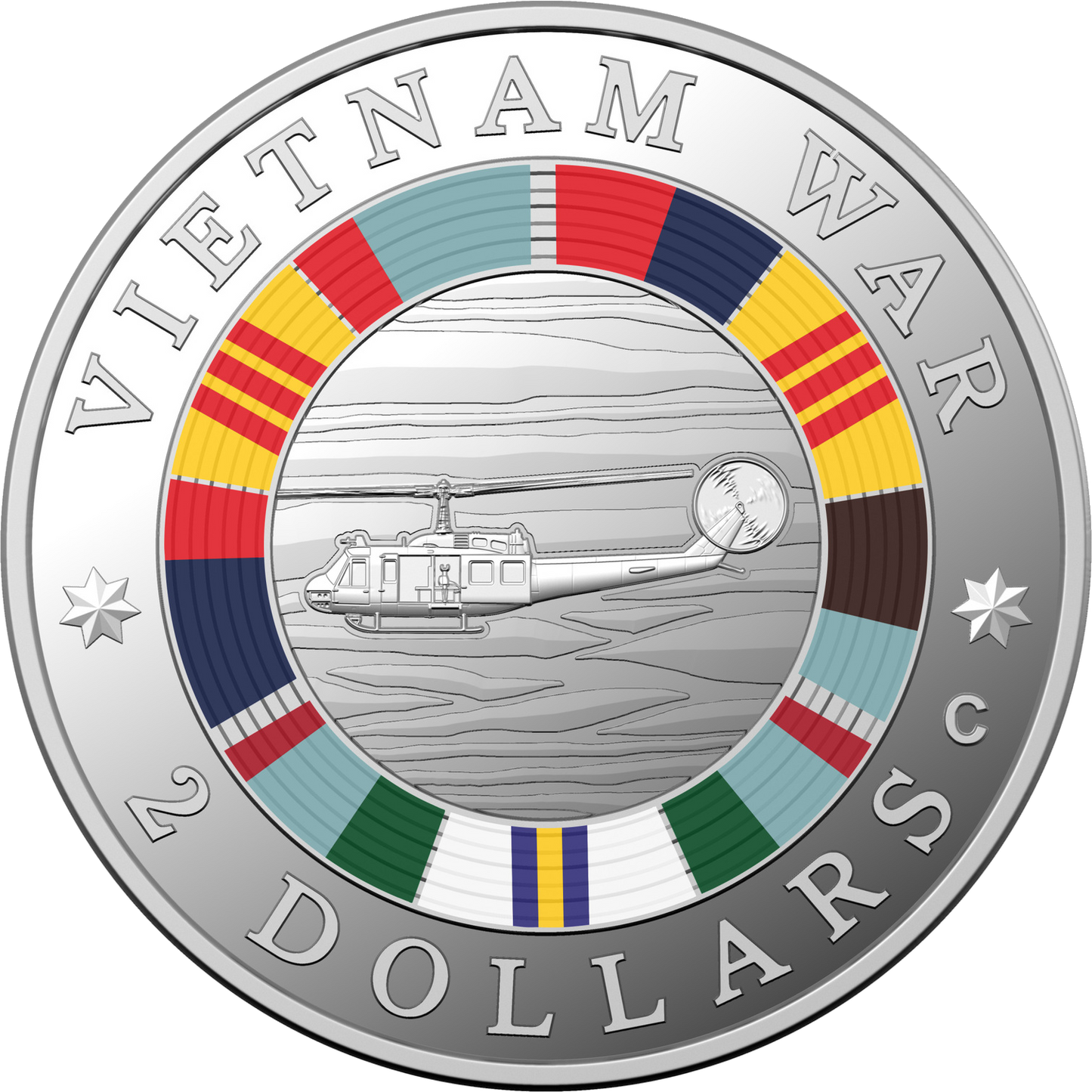 2023 $2 50th Anniversary of the End of Australians Vietnam War C Mintmark Coloured Silver Proof Coin