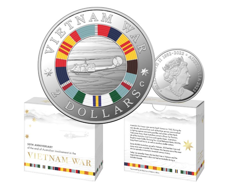 2023 $2 50th Anniversary of the End of Australians Vietnam War C Mintmark Coloured Silver Proof Coin