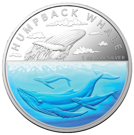 2023 Royal Australian Mint  Antarctic Territory Humpback Whale SIlver Proof Coloured Coin