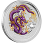 2012 PerthMint Brisbane ANDA Show- Australian Lunar Series II - Year of the Dragon 1oz Silver Purple Coloured coin