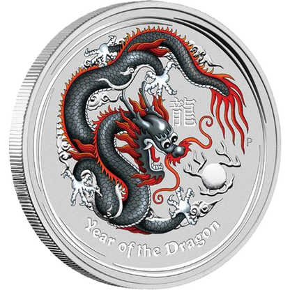 2012 PerthMint  World Money Fair - Australian Lunar Series II - Year of the Dragon 1oz Silver Black Coloured coin