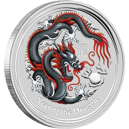 2012 PerthMint  World Money Fair - Australian Lunar Series II - Year of the Dragon 1oz Silver Black Coloured coin