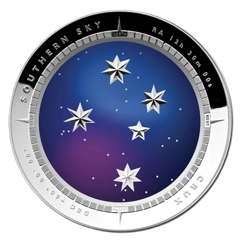 2012 Royal Australian Mint Southern Sky Crux Domed $5 Coloured Silver Proof Coin