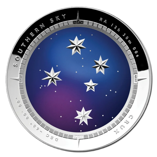 2012 Royal Australian Mint Southern Sky Crux Domed $5 Coloured Silver Proof Coin