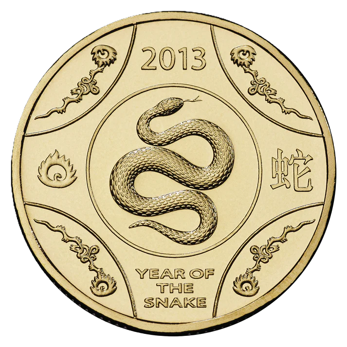 2013 Royal Australian Mint Lunar Year of the Snake $1 Unc Coin