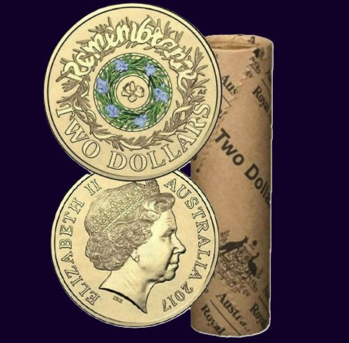 2017 Royal Australian Mint Remembrance Rosemary $2 Coin Mint Roll H/T