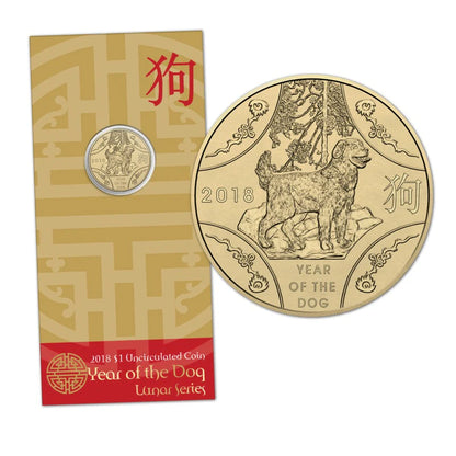 2018 Royal Australian Mint Lunar Year of the Dog $1 Unc Coin