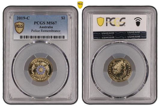 2019 PCGS MS67 graded $2 Police Remembrance coin