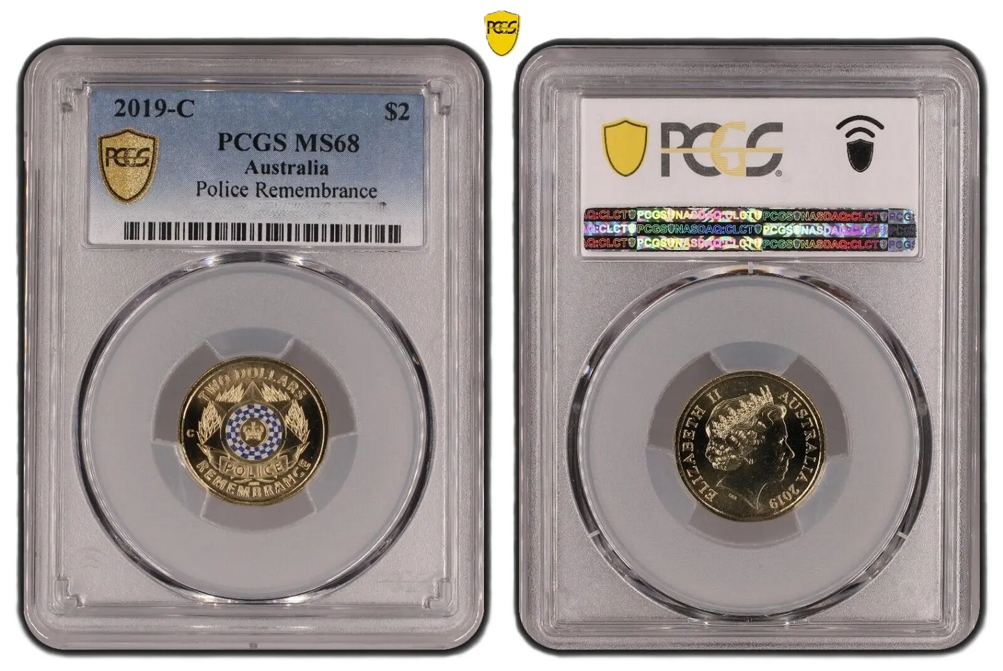 2019 PCGS MS68 graded $2 Police Remembrance coin