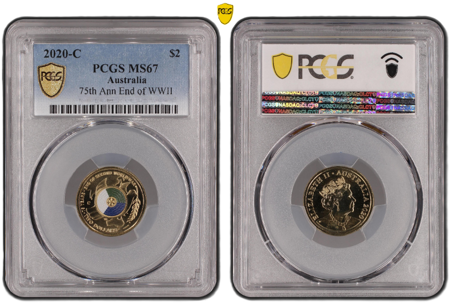 2020 PCGS MS67 graded $2 75th Anniversary End of World War II coin