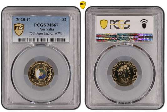 2020 PCGS MS67 graded $2 75th Anniversary End of World War II coin