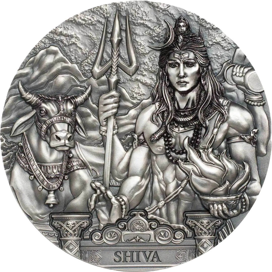 2020 Cook Islands Lord Shiva 3oz Antiqued Silver Coin