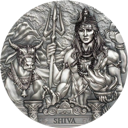 2020 Cook Islands Lord Shiva 3oz Antiqued Silver Coin