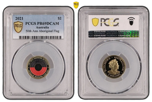 2021 PCGS PR69 graded $2 Aboriginal Flag coin