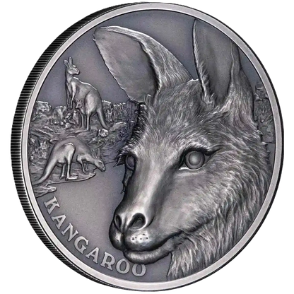 2021 Niue $1 Kangaroo 1oz Silver Antiqued Coin