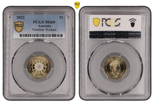 2022 PCGS PR69 graded Frontline $2 Colour coin