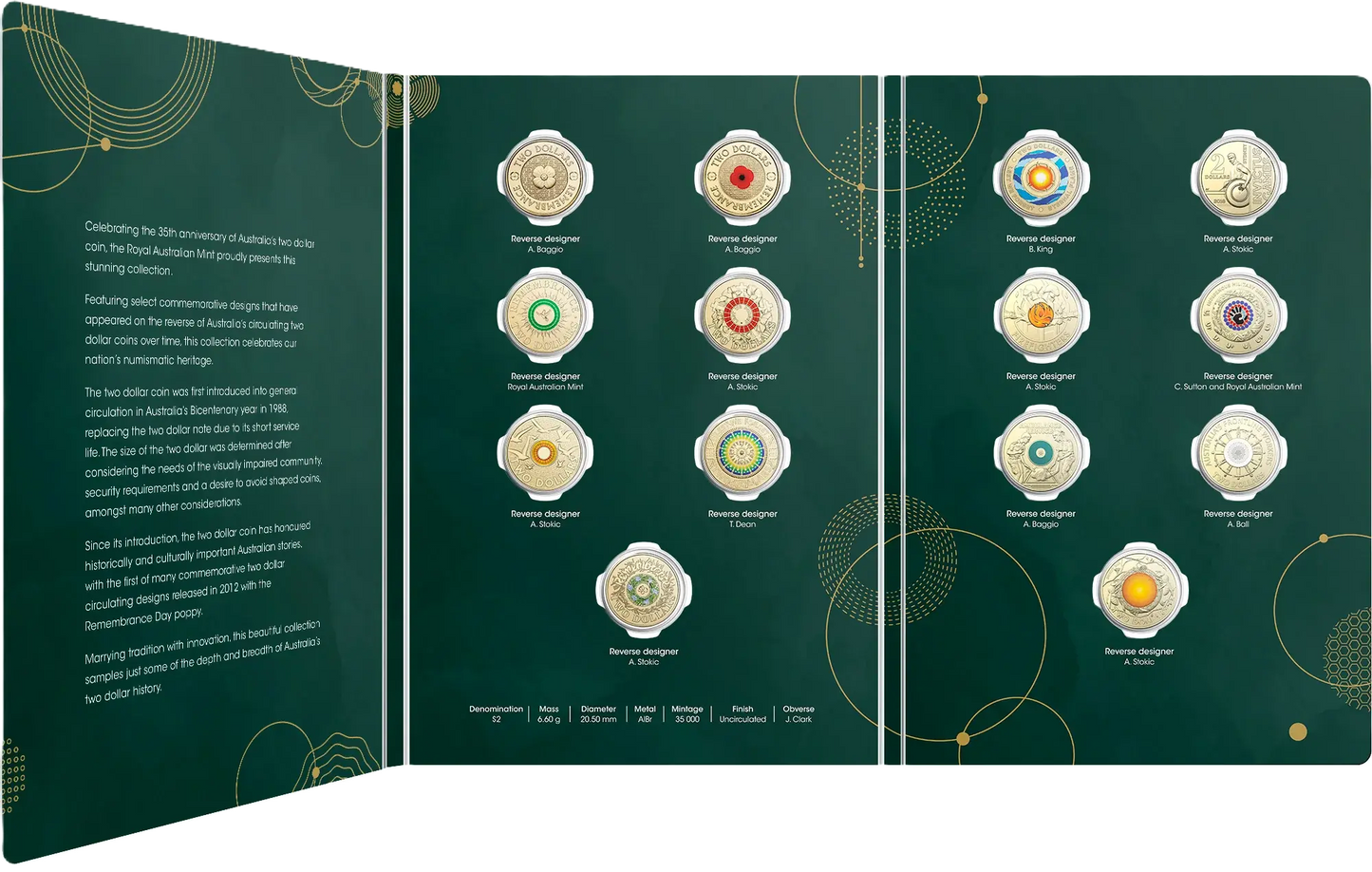 2023 Royal Australia Mint 35th Anniversary Of The Two Dollar $2 14 Coin Set